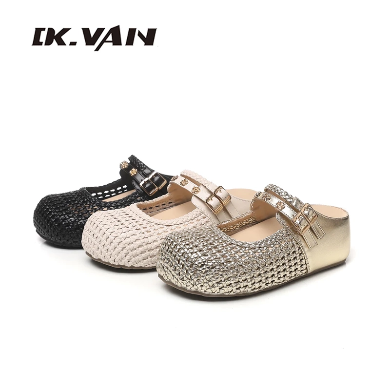 Spring on the Feet Fan-Exclusive Dk.Van 6cm Height-Increasing Summer Outdoor Mesh Woven Hollow-Out Closed-Toe Slippers for Women Spring on the Feet Fan-Exclusive Dk.Van 6cm Height-Increasing Summer Outdoor Mesh Woven Hollow-Out Closed-Toe Slippers for Women