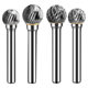Tungsten Steel Rotary File Carbide Milling Cutter Spherical D-Type Metal Electric Grinding Head Woodworking Carving File 6mm