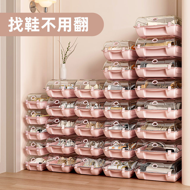Shoe box shoe storage artifact transparent and space-saving
