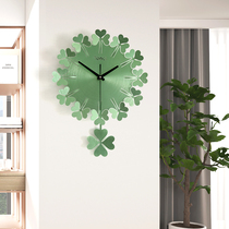 Simple modern household clock clover art punch-free atmosphere light luxury wall clock Living room fashion creative clock