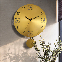 Wall clock living room household round creative fashion modern simple atmosphere Light luxury silent without drilling wall clock table