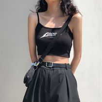 Net Red Homemade Small Letters Harnesses Vest Summer Han Edition Outside Wearing Sexy Super Short and Skinny Workout Jersey Woman