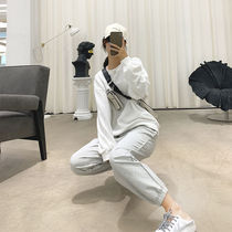 Grey Sports Pants Woman 100 Hitch Loose Display Slim Casual Pants 2022 New Bunches Pants Spring Autumn Student Wee Pants Tide