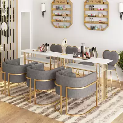 Nordic nail shop decoration Marble nail table table and chair set net red single double manicure table simple and modern