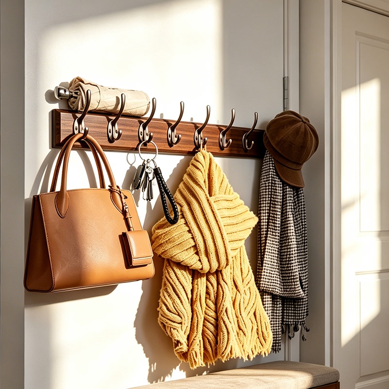 Wall-Mounted Coat Rack, No-Drill Entryway Coat Hook, Hallway Wall, Bedroom Clothes Hook, Behind the Door