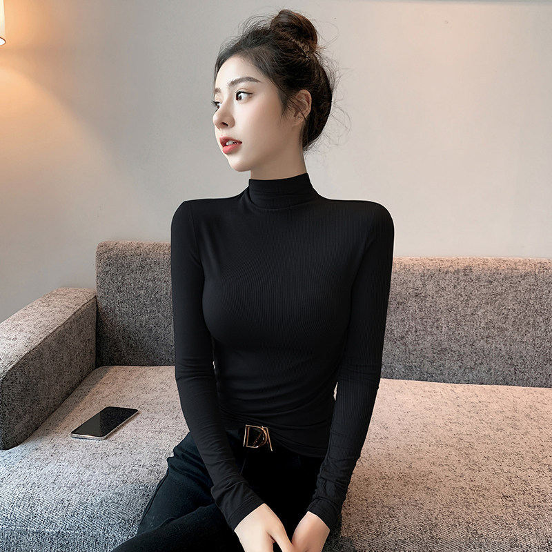 Skin-Friendly Half-High Collar Long-Sleeve T-Shirt for Women, Spring, Autumn, and Winter, Solid Color, Slim Fit, Thin Style, Inner Layer Base Shirt Top Skin-Friendly Half-High Collar Long-Sleeve T-Shirt for Women, Spring, Autumn, and Winter, Solid Color, Slim Fit, Thin Style, Inner Layer Base Shirt Top