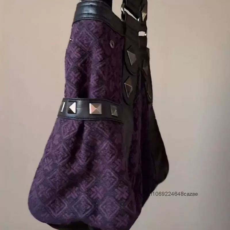 [Sanrio Kitty Vintage Patchwork Purple Армпит сумка Subculture]