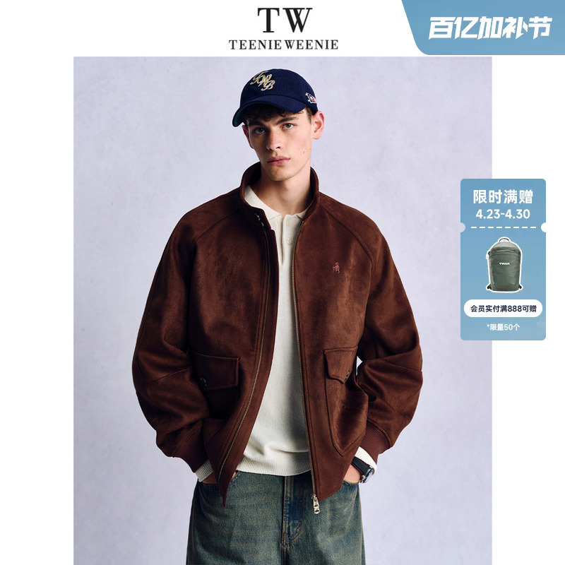 Teenieweenie Bear Men's Retro Workwear Style Faux Suede Casual Jacket Autumn Jacket Men's Style