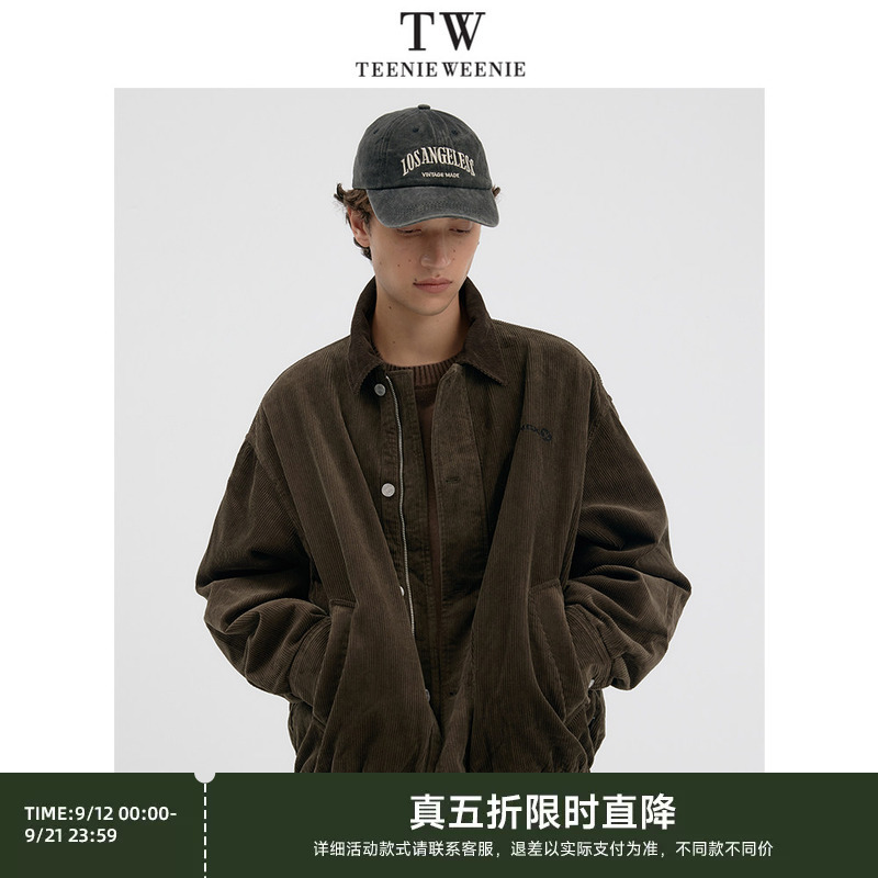 Teenieweenie Men's Jacket, Melard Retro Distressed Texture, Durable Loose Corduroy Jacket