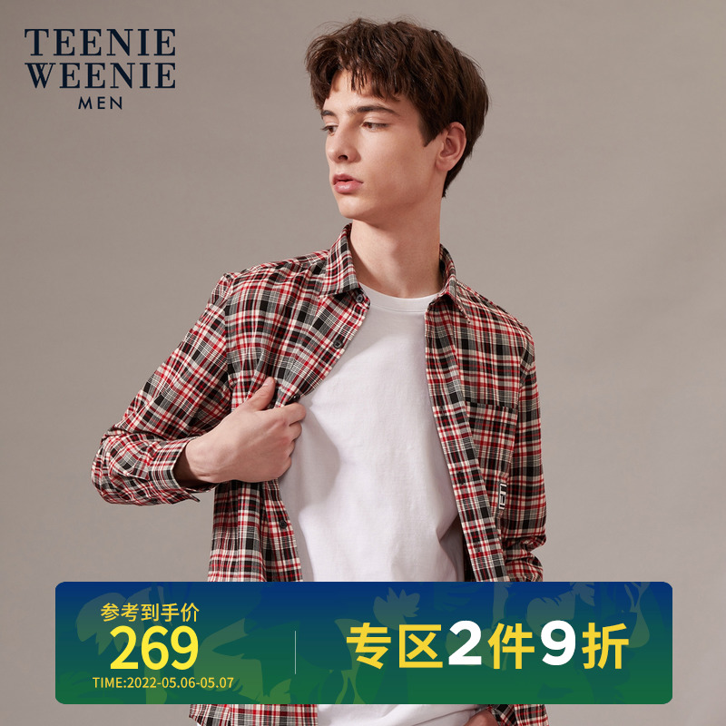 TeenieWeenie Little Bear Men's clothing fall Korean version Fashion retro Gwered with long sleeve shirt Shirt Tide