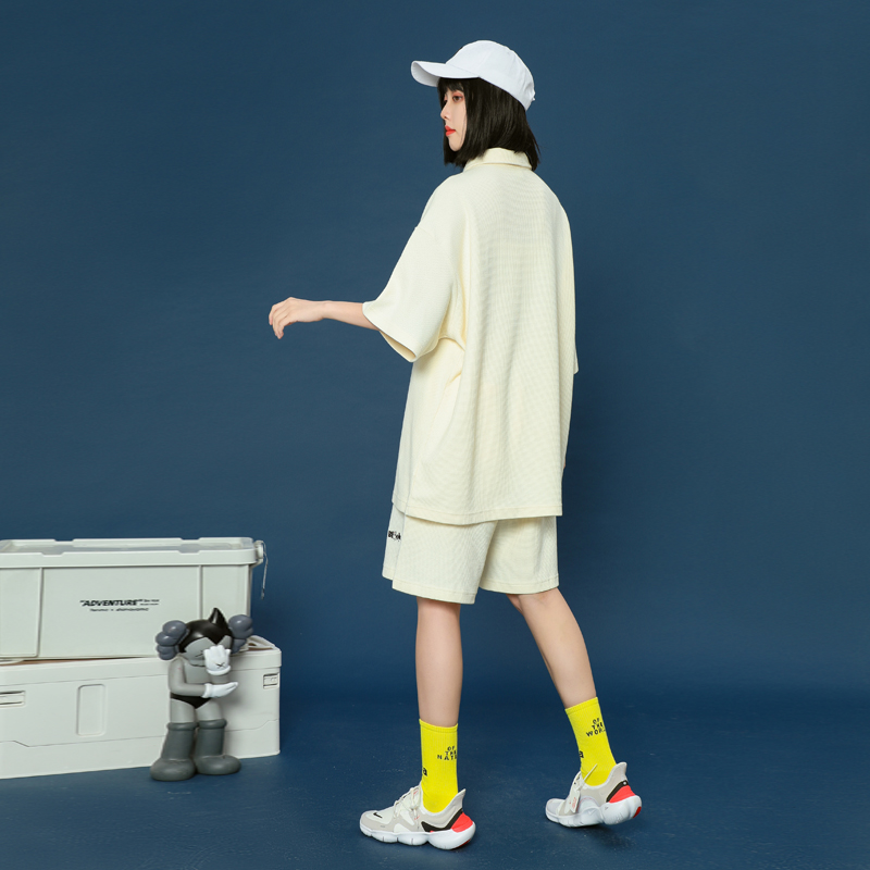 Shorts Short Sleeve Sports Fashion Suit Women's Summer National Tide Tennis Red Fried Street Sports Wind two sets of Korean sports clothes