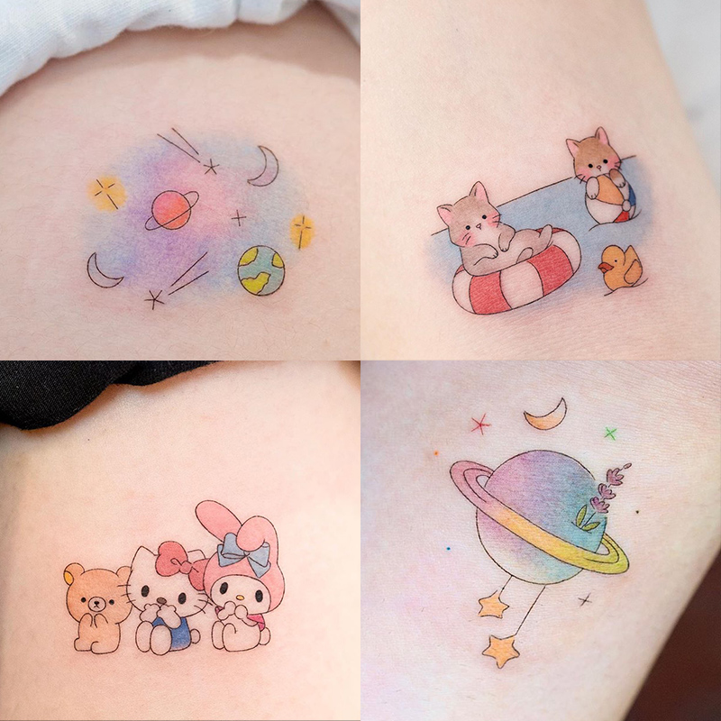 20 cute little pattern tattooed with waterproof persistent children Ins little fresh cartoon simulation colored hands-Taobao