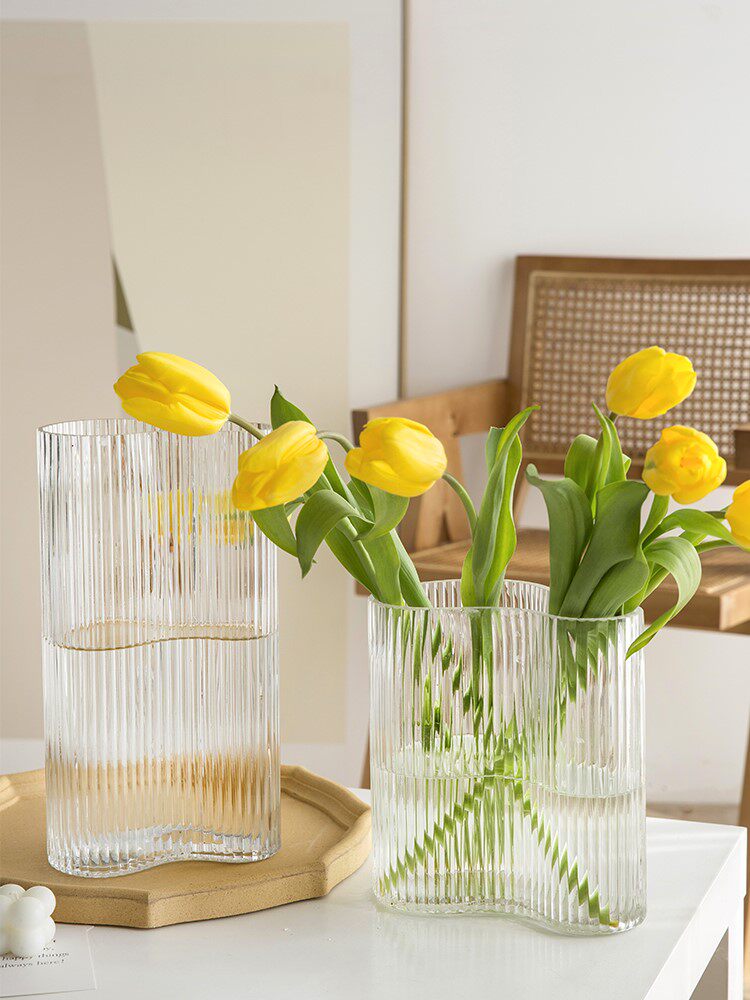 High-end Crystal Vases European-style Living Room Pendulum stalls Luxurious Atmosphere Suitable for Dried Inserts-Lily Glass Transparent