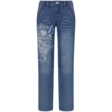 Печатные мешковатые джинсы Y2K Женские джинсы с низкой талией широкие джинсы широкие ноги