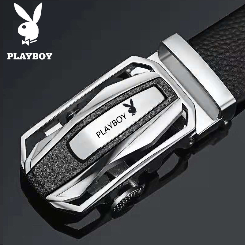 Playboy men's belt 2021 new leather automatic buckle belt young people trend casual leather belt