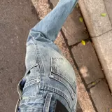 美式覆古蓝水洗宽松直筒牛仔裤女夏季新款设计感高腰显瘦垂感裤子