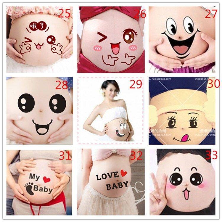 Pregnant pregnant belly stickers Belly stickers cute clothing Pregnant belly stickers Pregnant mom 2018 photo pregnant belly