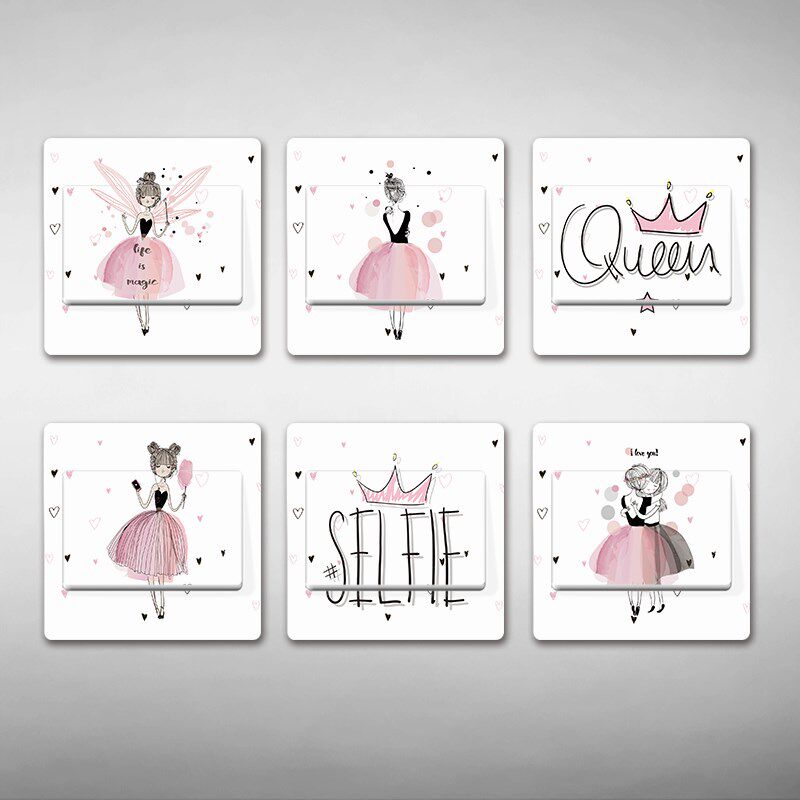 Switch stickers creative personality self-adhesive super cute cute cartoon girl Switch stickers self-adhesive socket stickers open