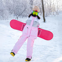 Childrens ski clothing for girls and boys in winter waterproof windproof warm and thickened ski equipment ski split clothing snow clothing