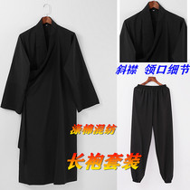 Taoisewear long gown with long-coat short-coat-robe Tibetan cyan diagonal-flap to the cardiovercoat Tai Chi-style spring and autumn