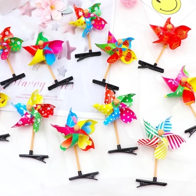 Cute fashion ultra cute Seven colorful windmill hair clip headgear Cute God Instrumental Small Windmill Nursery Hair Clip Children's Toys