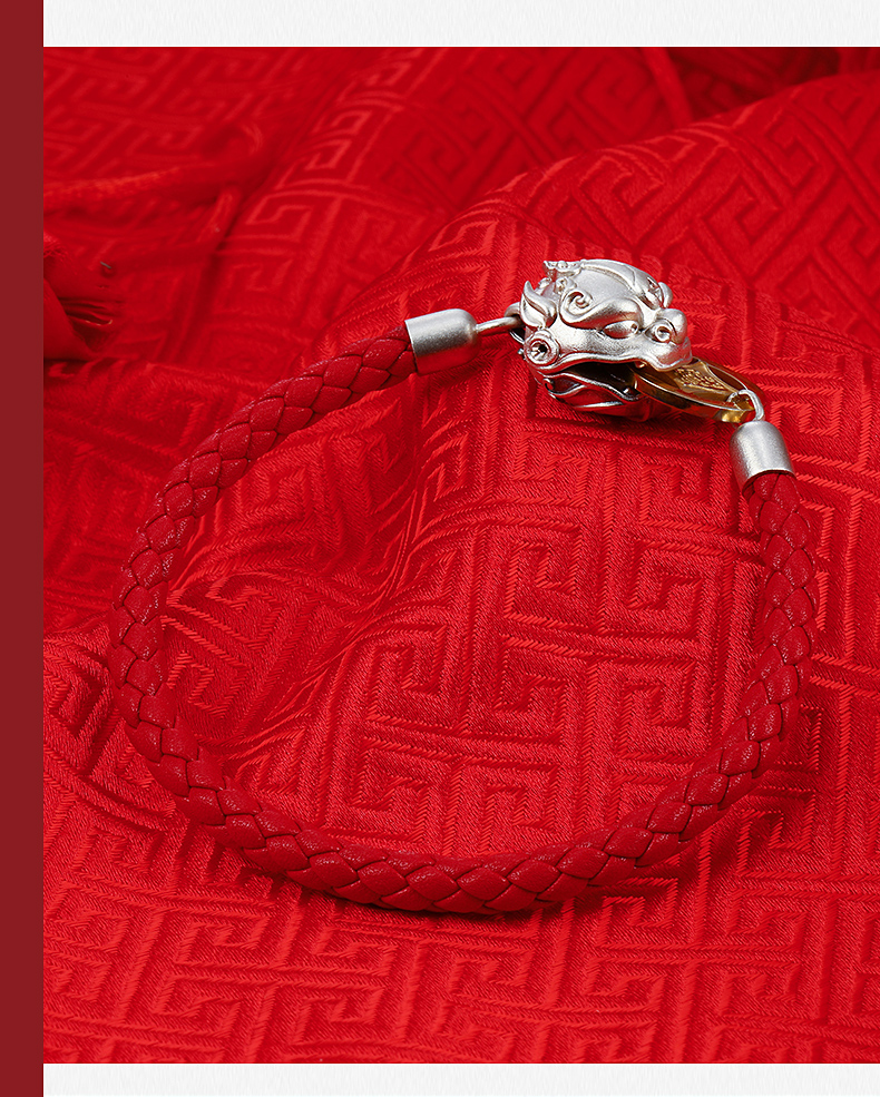 中国白银 2021新品 吸财貔貅咬金 925银饰磁吸手串 图13