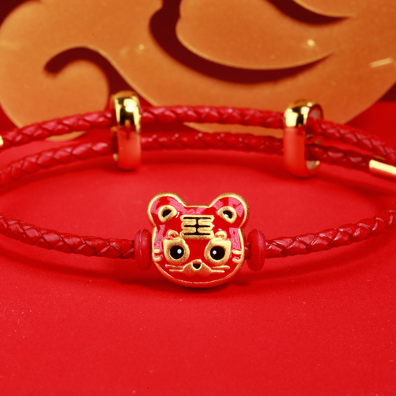 中国白银 足银999 珐琅镀金虎虎生财红手链 天猫优惠券折后￥79包邮（￥99-20）赠金箔福字小金条