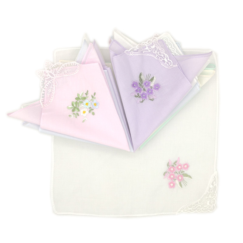 Embroidered handkerchief ladies handkerchief small handkerchief wipe sweat with sound double-sided embroidered old-fashioned handkerchief small fresh handkerchief gift