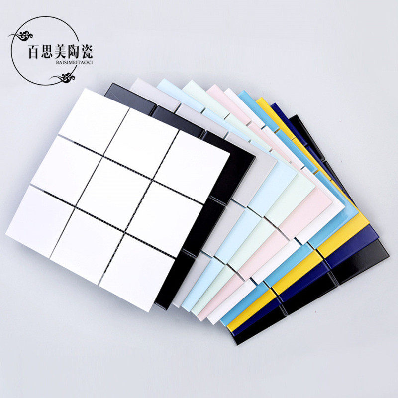 Mosaic 300x300 Black and white Nine Miyagger Colour net appliquette Nordic full porcelain small white brick Kitchen Makeup Room Tiles