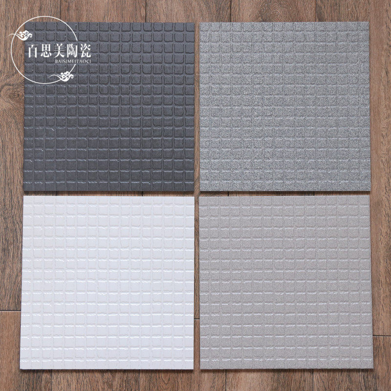 Whole body brick 300x300 black and white gray antique brick swimming pool balcony non-slip small floor tile kitchen powder room tile