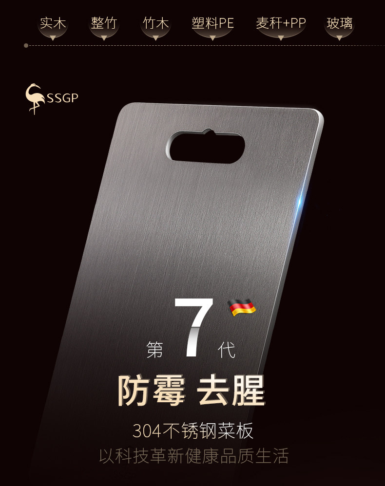 天猫超市 SSGP 德国304不锈钢菜板 28*39cm 厚2mm 图3