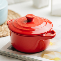 Double ear with lid dessert roast bowl ceramic baked rice bowl home baking shufflei pudding steamed egg stew soup cup New Product