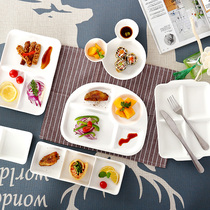 Nordic style home creative grid double ear fish plate breakfast snack fruit ceramic balanced meal plate dish plate