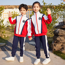 Kindergarten four seasons long sleeve coat short T three piece of sports garden suit elementary school students coloured teacher uniform 8