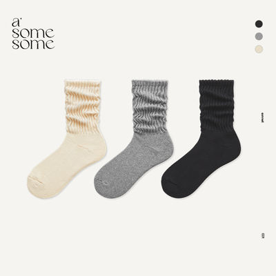 In asomesome, there are long, breathable, solid, and versatile gray long socks for women in spring and summer