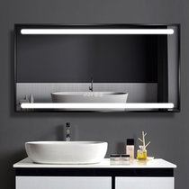 Smart toilet mirror aluminium alloy rims LED with lamp bathroom mirror wall-mounted defogging enlarged make-up bathroom mirror