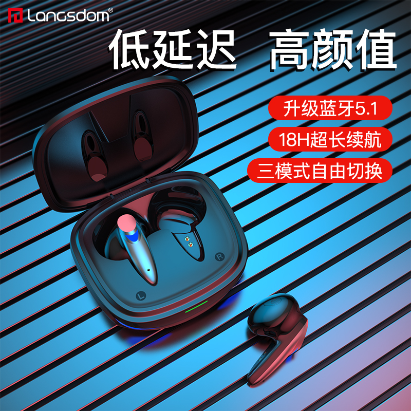 Lanston Bluetooth wireless headphones 2021 New games without delay Running motion Ear Neck Hanging APPLY HUAWEI SONY APPLE OPPO XIAOMI VIVO Extra-long Sequel