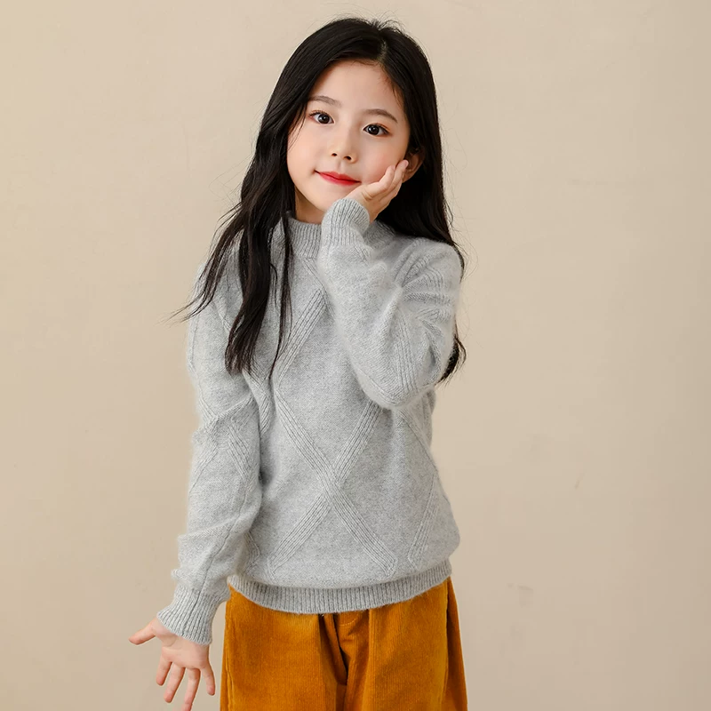 Children's knitted autumn demi-season woolen sweater with a round collar for boys, children's clothing, increased thickness