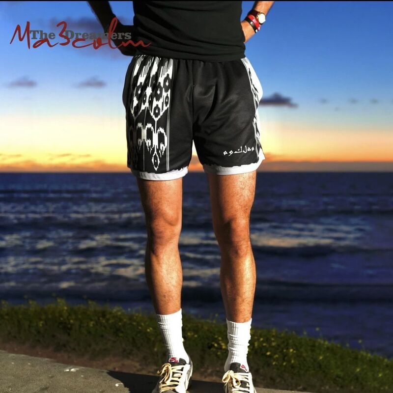 Ma3Colm Dream Chaser Series Adelaide 2.0 Black Ethnic Striped Breathable Three-Quarter Summer Trend Shorts