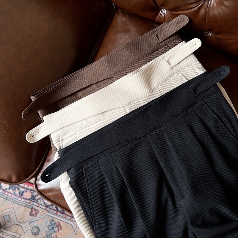 New Light Luxury Versatile Men's Italian-Style Buttoned Gurkha High-Waisted Leg-Lengthening Dress Pants - 661 Trousers