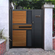 Aluminum art villa door wood grain aluminum alloy courtyard door garden door rural self-built villa electric door country door