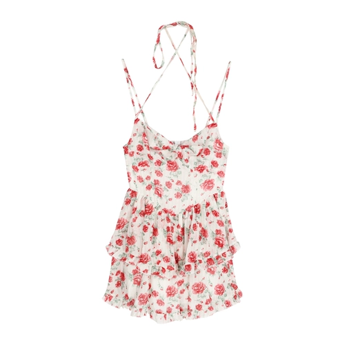 Милое летнее шифоновое платье, корсет без рукавов, мини-юбка, цветочный принт, А-силуэт