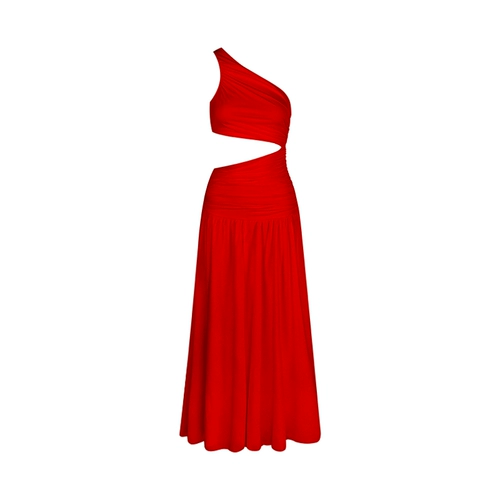 Красная летняя длинная юбка без рукавов, А-силуэт