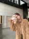 Gray bow eco-friendly fur long-sleeved coat for women winter warm fur all-in-one loose temperament cardigan top