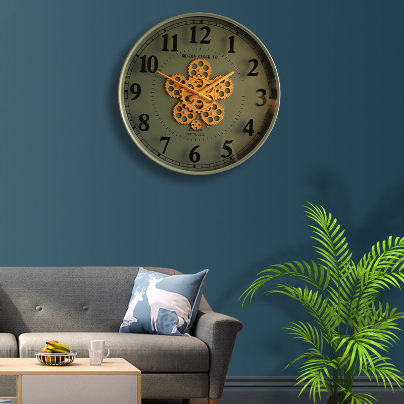 Eurostyle Iron Art Fields Garden Hung Clock Fashion Living Room Large Number Decoration Watch And Watch Modern Minimalist Creativity Trend Light Extravagant Clock