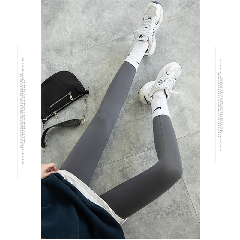 Plus velvet sharkskin inner pants women's outer wear spring and autumn gray thickening warm high waist, buttocks, abdomen, thin Barbie pants