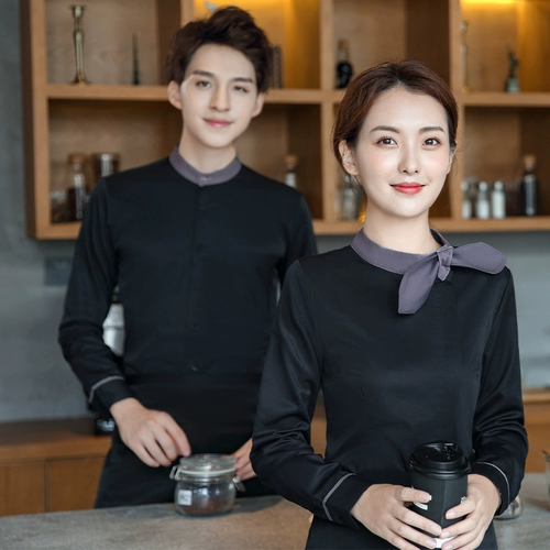 Кофейная рубашка для работы, демисезонный лонгслив, чай с молоком, комплект подходит для мужчин и женщин для отеля, делается под заказ