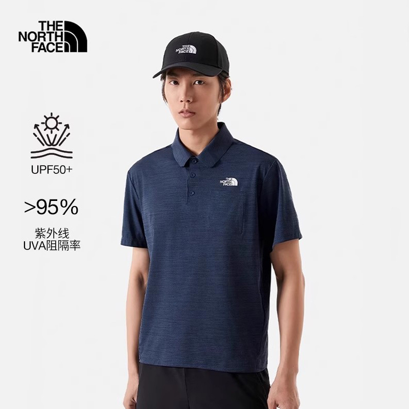 Thenorthface North Face Quick-Drying Short-Sleeved Polo Men's Spring and Summer Outdoor Moisture-Absorbing Breathable Sun Protection T-Shirt 87W1