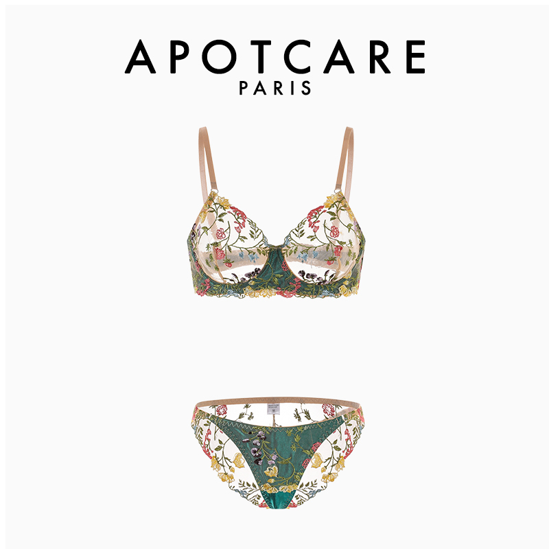 French Apotcare Lace Lingerie 2026 New Style French Sexy Embroidered Ultra-Thin Push-Up Bra Set