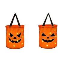 2Pcs LED Light Halloween Candy Bags for Kids Light Up